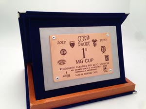 Targa premiazione gare auto d'epoca